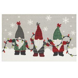 Gnomes Holiday Accent Rug Light Grey 20x30